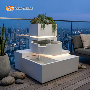 Bassin rectangulaire en acier avec fontaine à fleurs intégrée, résistant aux intempéries pour patio extérieur et cascade de cour - Product Image 6