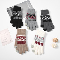 Gants personnalisés à motif d'inspiration nordique, en tissu acrylique chaud, ajustement flexible, pour l'hiver, les voyages, la marche en plein air, compatibles avec les écrans tactiles, gants tricotés
