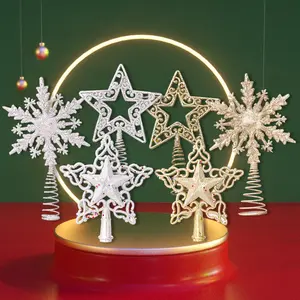 New Design Best Selling Wholesale Golden Wrought Iron Wire Spring Christmas Tree Top Star