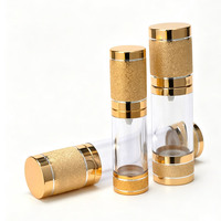Flacon pompe airless à paillettes dorées 15ml 30ml 50ml 80ml 100ml pour cosmétiques et soins de la peau, sérigraphie AS+Aluminium