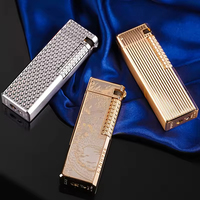 Briquet rétro à flamme inclinée coulissante latérale, cadeaux pour hommes, briquet publicitaire personnalisé en alliage de zinc, vente en gros