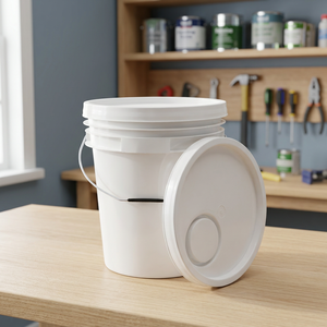 Cubo de Plástico Blanco Redondo de 10 Litros con Tapa, Grado Alimenticio, Hermético, a Prueba de Fugas, Laminación Mate para Pintura - Product Image 3