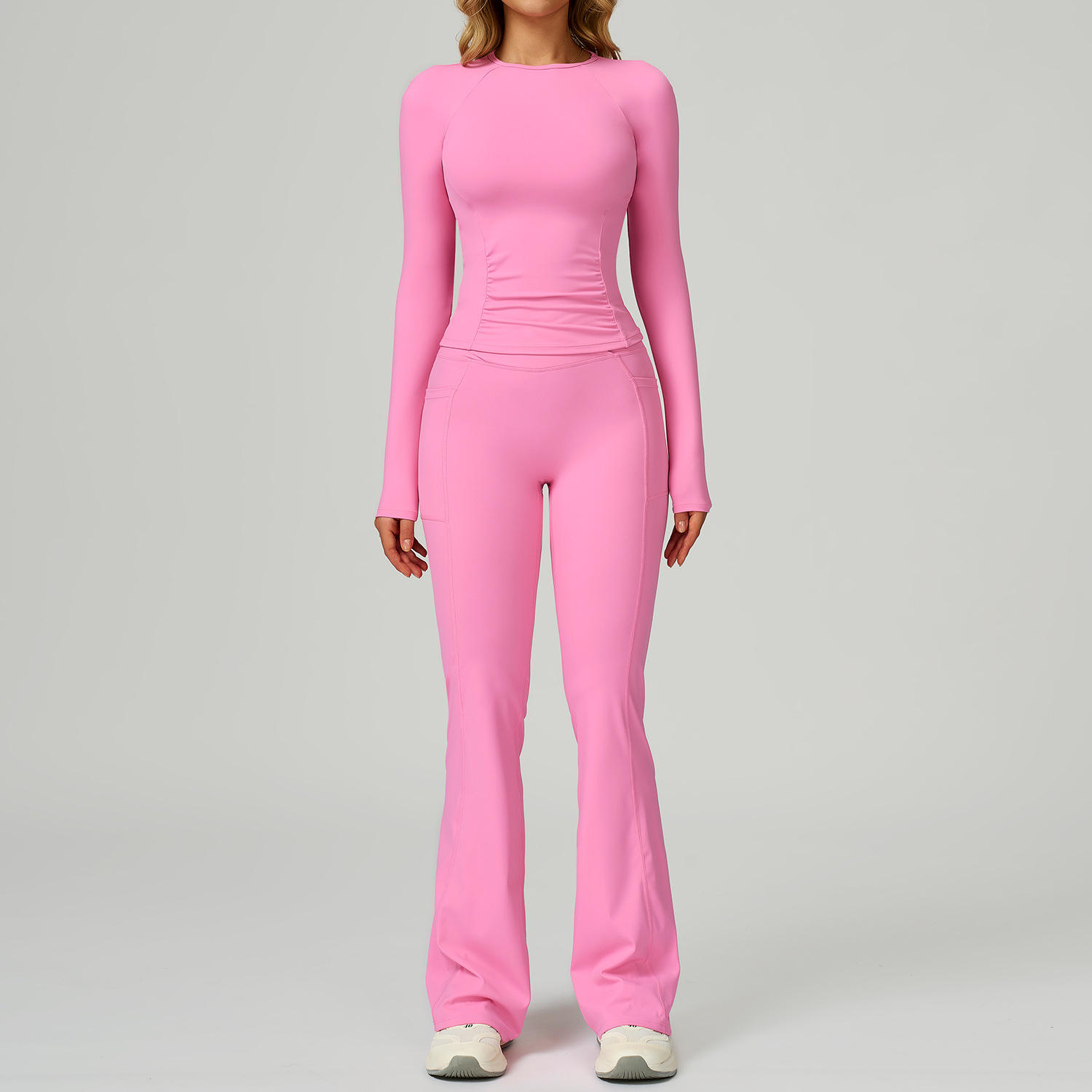 เสื้อแขนยาว 2030 &amp; กางเกงขาบาน 2030 - สีชมพูโรส