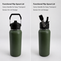 Thermos en acier inoxydable à isolation sous vide avec poignée de transport, capacité 801-900 ml, compatible lave-vaisselle, noir fumé JOW-800 SMB