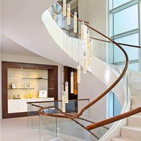 Lustre led longue spirale lustre en cristal moderne de luxe grand éclairage suspension lumières pour villa escalier salon