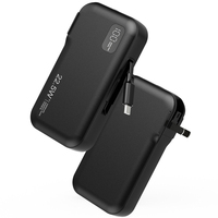 Batterie externe Wesdar 10000mAh avec écran numérique, prise murale AC et câbles intégrés, chargeur rapide PD 22W pour smartphone, noir