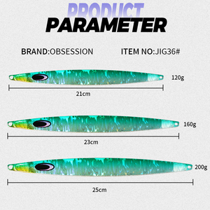 Señuelo de Pesca Artificial <span class=keywords><strong>OBSESSION</strong></span> J36 de 120g, 160g, 200g, Señuelo de Metal, Hundimiento Rápido, para Pesca en Mar, Océano, Barco, Atún - Product Image 3