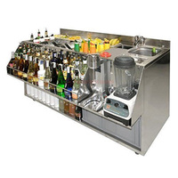 Station de cocktails en acier inoxydable de qualité commerciale avec réfrigérateur et évier, table de mélange multifonctionnelle