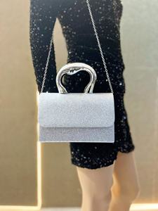 Sac à main de soirée élégant et scintillant 2026, nouvelle collection, pochette de soirée élégante avec strass, sac à bandoulière avec chaîne - Product Image 4