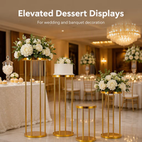 Piliers de mariage de luxe en métal doré, supports à gâteaux détachables, socles cylindriques pour table de desserts, décoration de fête
