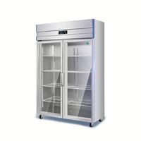 Vitrine réfrigérée de supermarché avec porte vitrée pour légumes et fruits, refroidissement direct commercial, congélateur vertical à refroidissement par air