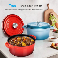 Cocotte multifonctionnelle de style moderne en fonte d'aluminium émaillée antiadhésive, ustensile de cuisine domestique, matériel métallique