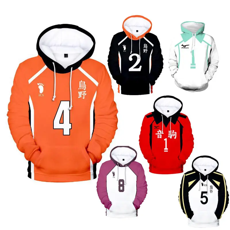 อะนิเมะ Haikyuu Hoodie Sweatshirt คอสเพลย์ Hoody Hinata Shouyou Hooded Hoodies วอลเลย์บอลชุด Oikawa Tooru เสื้อเด็ก