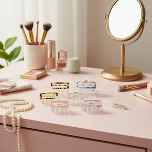 Pinza de Pelo Cuadrada de 7 cm, Transparente con Patrón, 2 por Color - Product Image 2