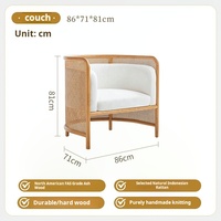 Fauteuil Canapé en Rotin Créatif pour Chambre à Coucher, Chaise Simple en Rotin pour Hôtel, Balcon, Petit Canapé Décontracté Style Nordique