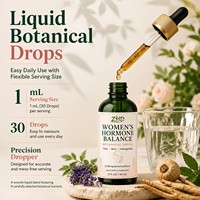 Gouttes de bien-être botaniques pour femmes |   Mélange de Vitex, Maca et Ashwagandha 1200mg |   Compte-gouttes de précision certifié GMP |   30 gouttes par portion