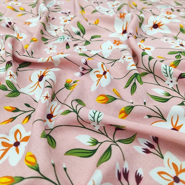 Tela de rayón viscosa con estampado Floral, pieza de corte transpirable a la moda para camisa de vestir