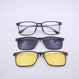 กรอบแว่นตา96829กรอบพลาสติกเหล็กไทเทเนียมสำหรับผู้ชายกรอบแว่น3 in 1แบบแม่เหล็ก - Product Image 1