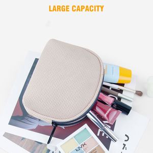 <b>Women</b> Custom Makeup Case Air Mesh Polyester Portable Travel Cosmetic <b>Bag</b> Makeup <b>Wash</b> <b>Bag</b> Small Storage Half-Round Clutch <b>Bag</b> - Product Image 2