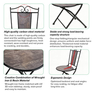 Set Tavolo e Sedie Pieghevoli in Ferro Battuto per Balcone, Tre Pezzi, Arredamento da Giardino e Ristorante, Set <span class=keywords><strong>Bistrot</strong></span> - Product Image 4
