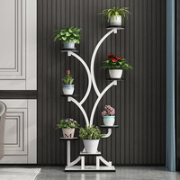 Présentoir de plante en métal d'intérieur de style nordique 7 pneus 58 pouces de haut étagère de pot de fleur noire
