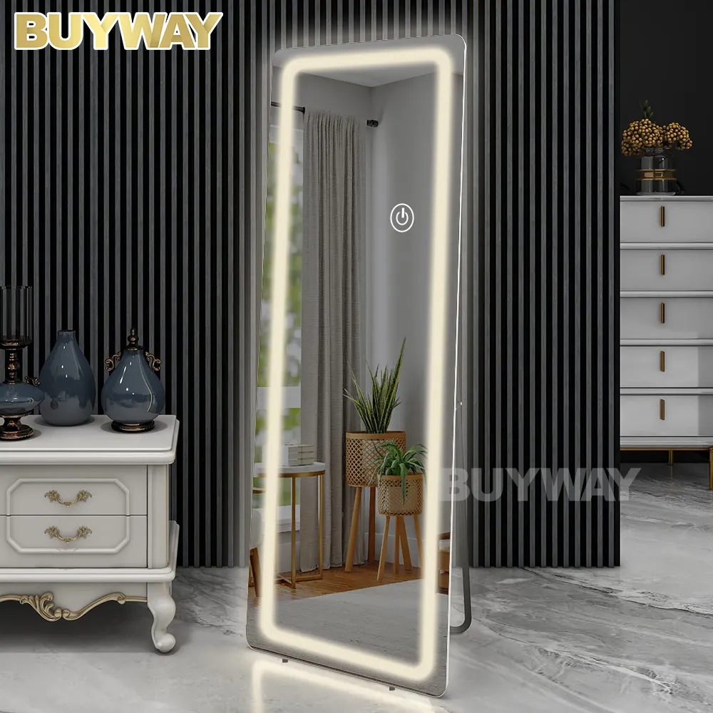 Luz LED de parede para decoração de casa, espelho de corpo longo grande e grande, espelho espelho para vestir, espelho de chão