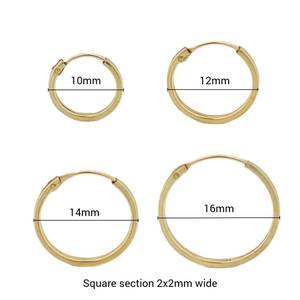 Conjunto de aretes de lujo de tubo cuadrado de oro de 14 quilates al por mayor, bonitos aretes de aro de nuevo diseño para ropa informal y de boda - Product Image 2