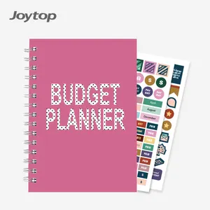 Joytop 사용자 정의 로즈 레드 도트 A5 12 개월 예산 시스템 플래너 나선형 노트북 스티커 소녀