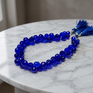 Collier de perles en cristal bleu facetté, style religieux, pierres bleues rondes polies, bijoux de la marque Rozrincrystals.com du Gujarat - Product Image 4