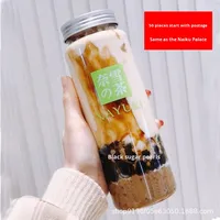 Taza desechable de plástico PET en forma de U para té y jugo de leche, tapón de rosca de 500ml, contenedor de bebidas con logotipo personalizado