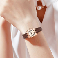 Lot de 4 Montres à Quartz Tendance avec Cadran Rond/Carré, Boîtier en Alliage Antique, Fenêtre de Cadran en Verre, Bracelet en Cuir, Coffret Cadeau Élégant pour Femme 2.0
