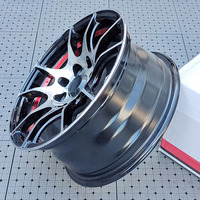 Vente en gros 13x6 4x100 4x114.3 Jantes en alliage à face usinée noire avec cycle Red Line