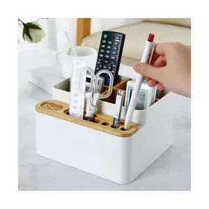 Creative home office desk sundries storage organizer remote control storage boxes plastic storage box with removable divider