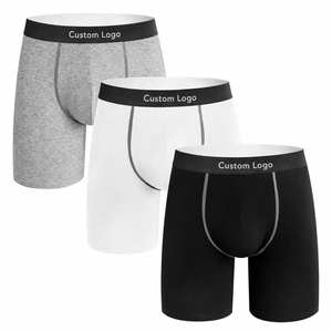 OEM Underwear Custom Logo Long Leg Cotton Contrast Inner Lining Waistband Sustainable REACH Certified <strong>Men's</strong> Briefs &amp; <strong>Boxers</strong> - Product Image 3