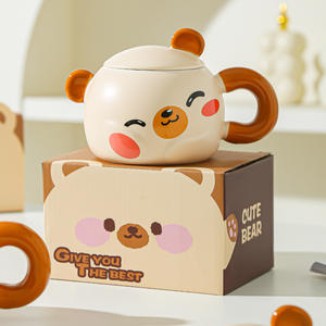 <span class=keywords><strong>Tasse</strong></span> en céramique de <span class=keywords><strong>tasse</strong></span> d'<span class=keywords><strong>animal</strong></span> de dessin animé mignon avec le cadeau de couvercle pour le souvenir de cadeau d'anniversaire d'amis - Product Image 4