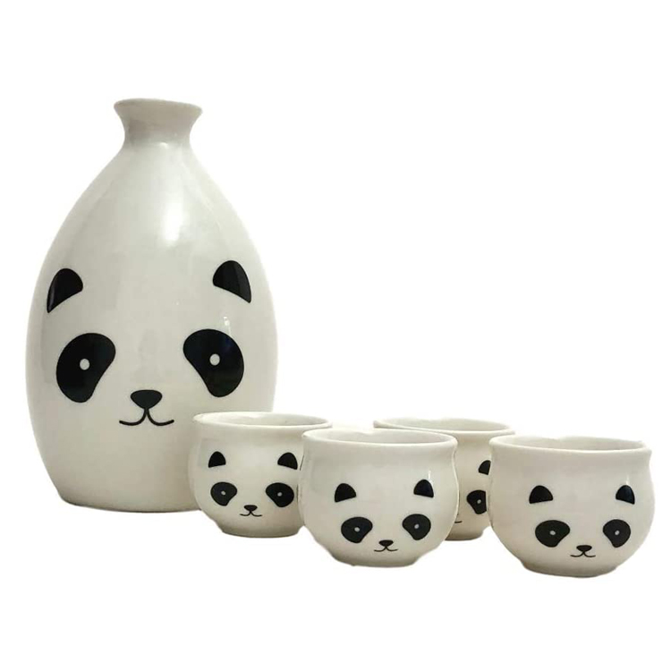 Дизайн панды, керамическая посуда, Набор чашек для бутылок сакэ, дешево, белые, на заказ, керамические очки сакэ