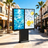 Kiosque numérique LCD extérieur ultra-plat de 65 pouces, IP66, écran de sol, écran de jonction, système d'exploitation Android Windows pour la vente au détail