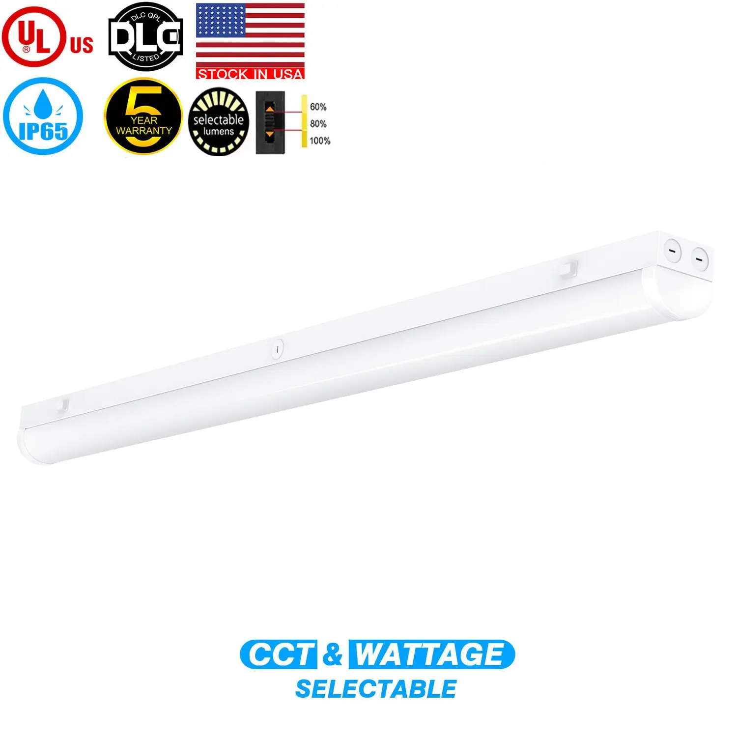 Led Strip Linear Light Dlc Premium 5.1 130lm/w Lowbay Highbay Lights Tube 4ft 8ft Cct Power Tunable Linkable Strip Light