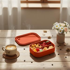 Custom Logo Heatable Simple BPA Free Silicone Food Storage Container <b>Compartment</b> Meal Prep <b>Box</b> Reusable Eco-friendly - Product Image 3