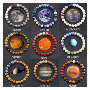 Pulsera de Piedras Naturales de 8mm con Cuentas de Planetas, Guardianes <span class=keywords><strong>del</strong></span> Sistema Solar, Curación de Chakras, Pulsera de la Tierra y el Sol, Joyería para Hombre - Product Image 1
