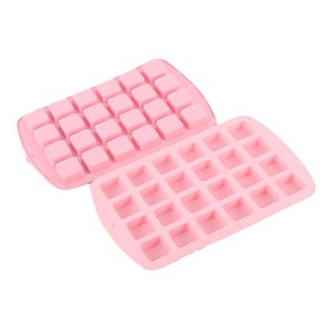 Silicone Ice Cube Mold 24 Cavity Square Pink For Household Refrigerator Easy Release Ice Maker - Product Image 1