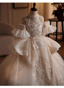 Robe de princesse longue en lin pour fille, nouveau style 2026, <span class=keywords><strong>tenue</strong></span> de performance au piano pour petite hôtesse, anniversaire, vente directe usine - Product Image 6