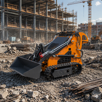 Mini Skid-steer Loader Berkualitas Tinggi, Skid-steer Loader Beroda Rantai untuk Segala Medan, Skid-steer Loader dengan Bucket