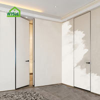 Porte invisible moderne en bois à ouverture manuelle insonorisée pour hôtel, appartement, chambre à coucher avec surface finie