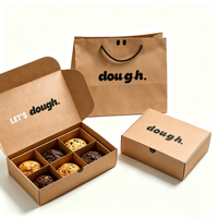 Caja de Papel para Alimentos Personalizada para Panadería, Caja para Pasteles, Donuts, Macarons, Embalaje para Llevar, Cajas Plegables de Cartón Kraft Marrón para Galletas
