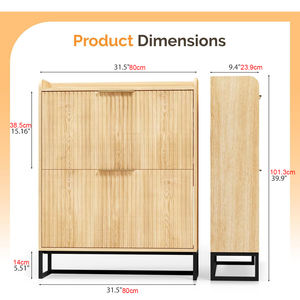 Nuovo Design Nanyang: Scarpiera Ultra Sottile a 2 Ripiani in Beige per Interni, Mobile Portascarpe Semplice per Soggiorno, Corridoio e Ingresso - Product Image 2