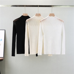 Nuova Moda Primaverile: Maglione Sexy con Scollatura sul Petto e Rete Traforata, Casual e Femminile - Product Image 1