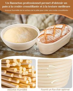 OEM H&T 5 8 9 Inch Woven Wicker Rattan Sling Eco-Friendly Sourdough Proofing <b>Bread</b> <b>Basket</b> - Product Image 2