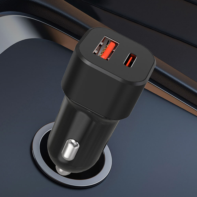 OEM Logo Dual Port USB Type C PD Fast Charging Max 38W PD 20W+18W USB Quick Car Charger