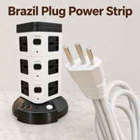 Multiprise verticale multifonction avec lampe de nuit USB, construction en laiton et cuivre, multiprises, protection contre les surcharges, pour usage industriel/bureau/maison